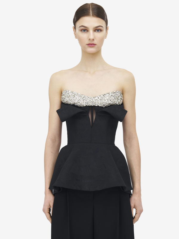 ALEXANDER MCQUEEN - Crystal Embroidery Strapless Corset Top - Item 840276QZAPK1000